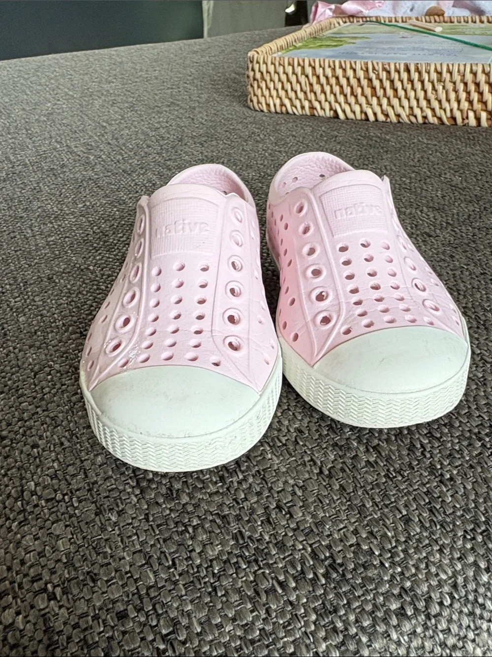 Native Kids Water Shoe Slip-On in Pale Pink with White Sole